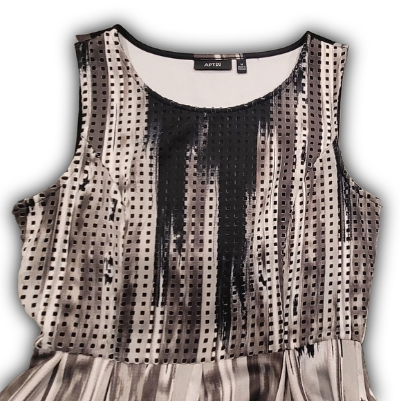 Apt. 9 Sleeveless Fit & Flare A-Line Dress Abstract Gray & Black Print SZ Medium - Picture 3 of 11